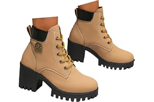 Xbemkste ankelstövlar dam med tung klack casual snörstövlar korta bikerstövlar rund tå kort skaft stövlar eleganta ankelstövl