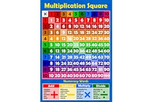 WISDOM LEARNING Multiplication Square 1-10 Times Tables - Childrens Wall Chart Educational Numeracy Childs Poster Art Print WallChart