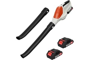 ZOMEBAR handgeführter kabelloser elektrischer Laubbläser mit 2 Batterien und 1 Ladegerät, 24V batteriebetriebener für Rasenpflege, Terrasse, Hof (Weiß) (Weiß)