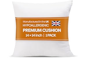 Oliver Bedding Hypoallergenic Premium cushion inserts1 pack, Hollowfibre Stuffed Square Cushion Pillows for Sofa and Bed, Comfortable Anti Allergenic Pad Stuffer Insert Square Pillow (14" x 14")
