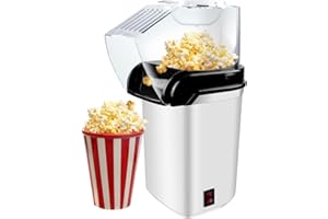 BYZESTY Macchina Popcorn Retro 1200W, Senza Grassi, Operazione Con Un Solo Tasto, Per Feste Di Natale (Bianco)