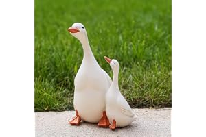 Statues Ornaments, Simulation Duck Resin Statues, Realistic Mother Duck and Ducklings, Resin Artificial Duck Model Sculpture Decor Crafts DIY Ornaments White Duck for Garden Pond Decoration, 1 Set