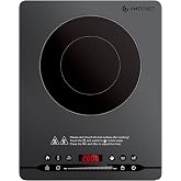 AMZCHEF 2000W Portable Induction Hob, 4 cm Slim Design, Quiet Operation (&le;42dB), 9 Power and Temperature Levels, 4 Automatic