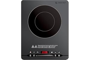 AMZCHEF 2000W Plaque Induction Portable 1 Feu, 4 cm Design Fin, Fonctionnement Silencieux (≤42dB), 9 Niveaux de Puissance et de Température, 4 Menus Automatiques, Verrouillage Enfant, Minuterie, Gris