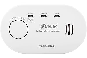 Kidde K5CO Carbon Monoxide Alarm, Ten Year Alarm Sensor Life, AA Battery Powered (Replaceable)