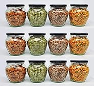 SITOVI Transparent Glass Jar and Container Air Tight Black Lid for Kitchen 400 ml Mataki Glass Jar with Airtig