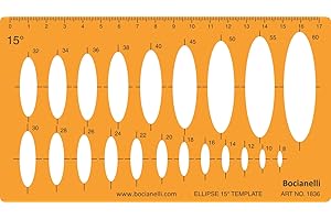 BOCIANELLI 15 Degrees Ellipse Ellipses Shapes Figure Symbols Drafting Drawing Template Stencil
