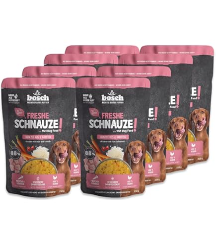 Bosch Freshe Schnauze - actiepakket fruit 4 x 200 g gratis ijsvorm voor hondenijs | topping voor hondenvoer | droog- en natvoer geschikt | met verse appels, peren en bosbessen