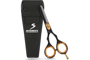 SS INSTRUMENTX Forbici per Sfoltire i Capelli, Forbici Parrucchiere Professionali per Sfoltire e Tagliare i Capelli, Forbici Barbiere Seghettate per Uomini, Donne e Bambini (5.5", Nera)