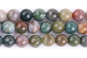 SWEET & HAPPY GIRL'S GEMSTONE BEADS STRAND Sweet & Happy Girl's Store Kettenstrang mit Perlen aus indischem Achat zur Fertigung von Schmuck, 38,1°cm, Achat, Mehrfarbig (facettierter Achat, 10 mm)