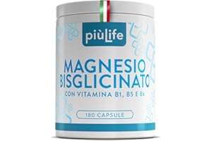 +LIFE Magnesio Bisglicinato Capsule PiùLife, 300mg Con Vitamina B6, B1, B5, Organico – come Integratore Magnesio Glicinato ad Alta Biodisponibilità – Muscoli, Ossa, Sistema Nervoso, Stress e Stanchezza