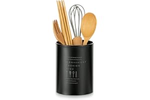 HANOBE Porta Posate Mestoli Utensili Cucina: Vaso Porta Mestoli Da Cucina Nero in Inossidabile Porta Posate Da Scolare Vintage in Stile Nordico Durevole Scola Organizzatori di Posate con Superficie Opaca