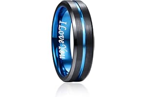 NUNCAD 4/6/8/10mm Anello in Tungsteno Nero + Blu con Scanalatura Centrale Blu Comodo Lucido per Uomo Donna Fidanzamento Matrimonio Quotidiano Taglia 9.25-34.75