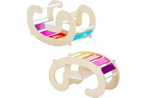 labebe Arco da arrampicata, triangolo arcobaleno speciale per bambini, altalena per interni in legno, cavallo a dondolo per bambini dai 3 anni in su