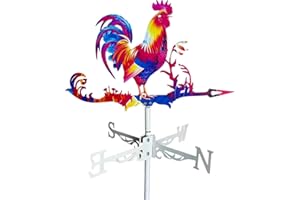 TAZZOR Girouette à vent en métal robuste pour prévisions météorologiques - Girouette avec support - Figurine décorative pour cour, terrasse et toit (girouettes colorées)