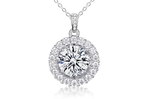 FEIKFEIZ Collares de moissanita para mujeres, colgante de plata 925, diamante de moissanita de 1-2 quilates, producido en laboratorio, plata 925 recubierta de oro blanco de 18 quilates, joya de colgante.