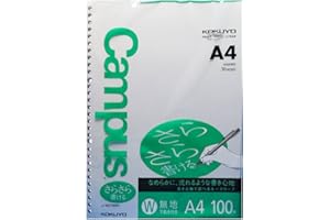 Kokuyo Campus Loose Leaf Paper for Binders, Sarasara Smooth Writing, A4, Plain Ruled, 30 Holes, 100 Sheets, pH Neutral, Bleed Resistant, 75gsm, Japan Import (NO-827WEN)