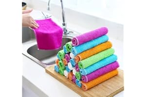 Paty&co Lot de 5 Chiffons de Nettoyage en Microfibre 30 * 30cm, Lavette Super Absortante pour Cuisine, Voiture, Vitre, Serviette Dépoussiérage en Microfibre