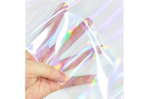 XHT Holografisches klares PVC-Vinyl, 30 x 135 cm, schillerndes Laminat, transparent, wasserdicht, Vinylfolie (holografisch)