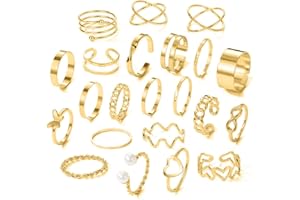 MKVZIYE 22 Pezzi Anelli Accatastabili per Le Donne,Retrò Bohémien per Donna Set di Anelli impilabili per Dito Medio,Ideale per feste di compleanno o cerimonie di laurea