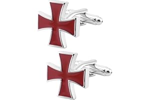 Jonwo Ritter Templar Kreuzen Herren Manschettenknöpfe für Männer In Geschenkbox Unisex Manschettenknopf Schmuck Hemd Unternehmen Kleid Hochzeit Jubiläum