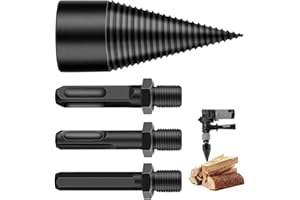 FRUNIMALL Holzspalter Bohrer, Bohrkegel Holzspalter Schraube Kegel Holz für Bohrmaschine, 4 Stück Holzspalter Bohrer Abnehmbar Bohrmaschine, Schraube mit 3 Griffen für elektrische Haushaltsbohrmaschine (45 mm)