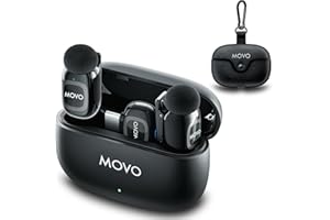 Movo NanoMic - Microfono wireless Dual USB-C per iPhone 15/16 e versioni successive, Android, iPad Pro e laptop, microfono lavalier wireless per smartphone e dispositivi USB-C, ideale per vlogging e
