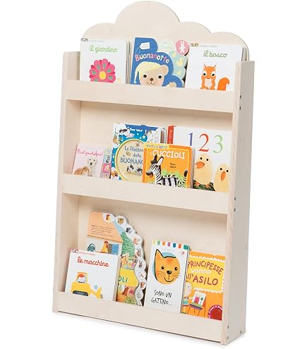 Libreria Da Parete Per Bambini Pinolino Jori – 2 Ripiani In MDF Bianco 55x38 Cm, Organizer Per Libri E Giochi, Certificata FSC