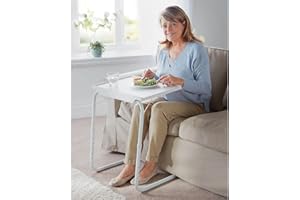 Coopers of Stortford Adjustable and Collapsible Metal TV Dinner Mini-Table 2 Pack, Height Adjustable, Wipe Clean, Lipped Edge