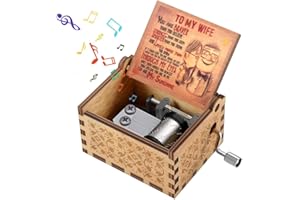 SHMILY Gift for Wife from Husband, Birthday Gift for Wife Female Wooden Engraved Vintage Hand Crank Music Boxes for Dear Wife Girlfriend Valentine Xmas Wedding Anniversary Present You Are My Sunshine