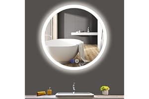 ‎HABISON Habison Dia80cm LED Bad Wandspiegel Runder Badezimmerspiegel mit Beleuchtung Acrylrahmen Licht Dimmbar Badspiegel mit Touch Schalter,Warmweiß/Kaltweiß/Neutral, Rund Beleuchtet Spiegel für Badezimmer