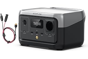 Station électrique portable EF ECOFLOW RIVER 2, batterie LiFeP04, 256 Wh/charge rapide en 1 heure, sortie 600 W max, générateur solaire pour camping extérieur/camping-cars avec câble solaire