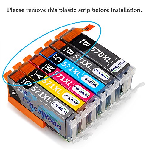 OfficeWorld Kompatible Patronen Ersatz für PGI-570XL CLI-571XL Druckerpatronen (1GY, 1PGBK, 1BK, 1C, 1M, 1Y) Hohe Kapazität Kompatibel für PIXMA MG7700 MG7750 (NOT 7550) MG7751 MG7752 MG7753 TS8050 TS8051 TS8052 TS8053 TS9050 TS9055 - 2