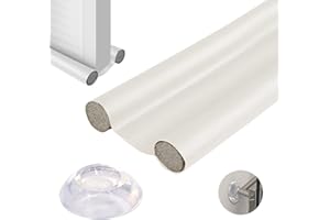 JANDTEK Burlete Puerta Entrada Frio y Calor + Tope Pared - Burlete Aislante Puerta Evita Polvo y bichos - Burlete bajo Puerta Entrada - Burlete Puerta Exterior e Interior para Puertas (Blanco, Tope)