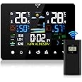 Weather Station with Outdoor Wireless Sensor, CestMall LCD Digital Weather Station with Temperature/Humidity Monitor/Barometric/Forecast/Moon Phase/Alarm Clock for Home Office Garden Farm