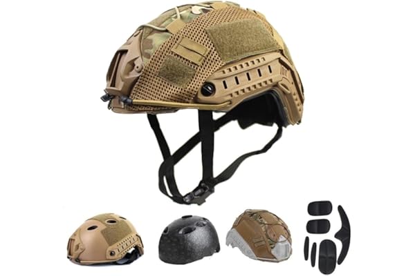 Casque Militaire Tactique PJ Paintball Airsoft Casque Fast avec Support NVG et Rail de Guidage Iatéral