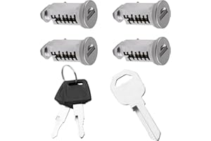 GEU Kit de Portaequipajes para Techo Cerraduras con 4 Cilindros, 2 Llaves y 1 Llave de Control, Cilindro de Cierre para Thule Cerradura de Seguridad Portaequipajes (Plata)