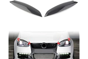 Three T Carbon Fiber Style Car Front Head Light Headlights Eyebrow Eye Lid Cover Trim External Frame Decor Sticker Accessories Fits for Golf 5 R32 MK5 2005 2006 2007