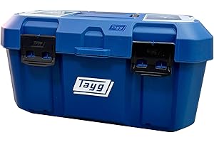Tayg Caja Herramientas 46 Azul - Estuche y Bandeja Interior Extraíbles, Cierres Metálicos en Acero, Tapa con cajones, Soporta hasta 120 kg, Caja Herramientas Vacia Polipropileno, 500 x 279 x 254 mm