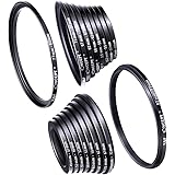 K&F Concept 18 teiliges Filteradapter Set Kamera Objektiv Filter Metall Step Up Ringe 9er Step Down Ringe Set für Canon Nikon