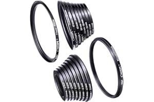 K&F CONCEPT 18pcs Camera Lens Filter Step Up/Down Adapter Ring Set 37-82mm 82-37mm for DSLR Camera Lens