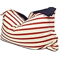 rucomfy Beanbags Indoor Outdoor Nautical Stripe Giant Squashy Squarbie Bean Bag. Use as Cushion, Chair or Lounger. Water Resistant 170 x 130cm (Red)