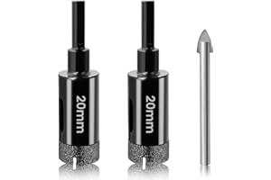 20mm Dry Diamond Core Drill Bit Set Josaton 2Pcs Diamond Hole Saw with Triangle Shank for Tile Ceramic Granite Porcelain Marble