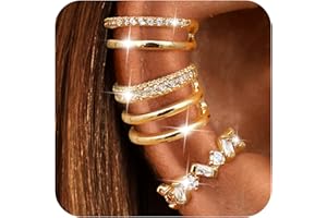 Dochais Ear Cuff Orecchini Non piercing, Ear Cuff Donna Chunky Earcuff Orecchini Senza Buco alla a clip per Cartilagine Earcuffs a clip per Ragazze Ipoallergenici Regalo di Gioielli Argento/Oro