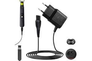 Huybaa 15V HQ8505 Cargador Afeitadora Compatible con Series 3000 5000 7000 MG7720 MG7790 QP6520 QP6650 BG5020 HC7650, Cargador para Recortadora Adaptador de alimentación y Cable