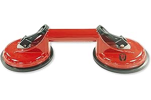 Spear & Jackson ASCD118 Double Aluminium Suction Cup - High Performance Lifter Tool for Glass, Granite, Tile, Metal, Wood Panel Lifting - 110kg Lifting Capacity - Twin Suction Easy Lock & Release