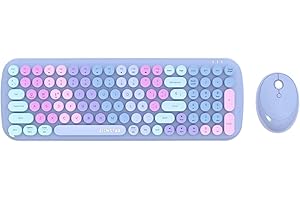 zienstar-Kit de Teclado y Ratón Español,Multicolor,Modo Dual,Multi Dispositivo,Inalámbrico USB & Bluetooth-Azul