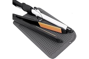 LESSMON Large Heat Resistant Mat for Curling Irons, Hair Straightener, Flat Irons and Hot Hair Styling Tools, Black