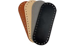 TRICOT CAFE' Fondi per Borse Uncinetto in Pelle ed Ecopelle Ideali per Creare Una Borsa a Uncinetto Artigianale con fettuccia per Uncinetto - Misura: 21x8 Lisci Neutri 4pz