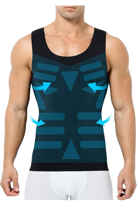 Débardeur Gainant Homme Ventre Plat - T-shirt Compression Amincissant Sans Manches - Sportswear
